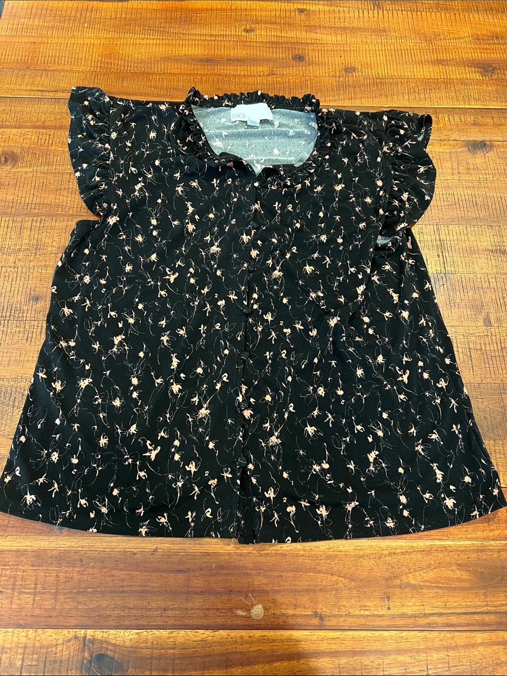 Black Floral Ruffle Sleeve Women’s Top